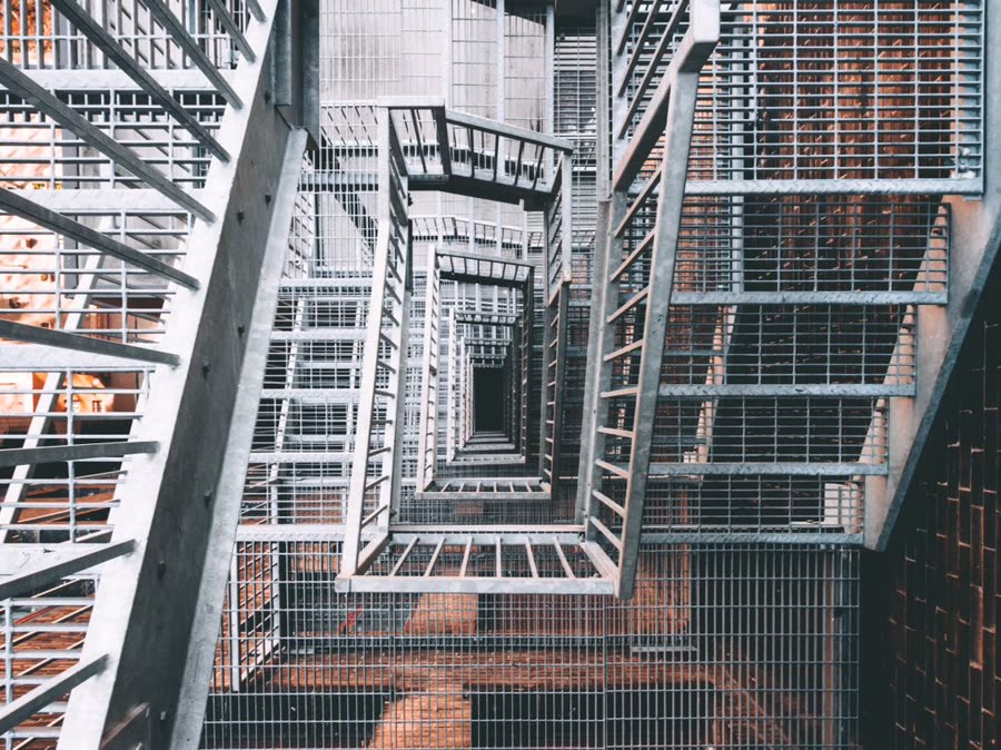 Galvanized steel staircase structure